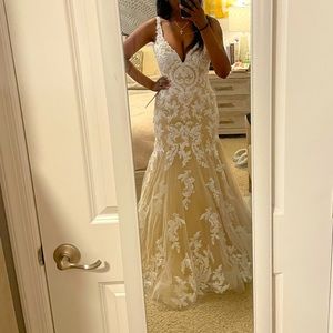 New Trumpet-Mermaid Court Train Tulle Wedding Dress by CocoMelody in Size UK 8